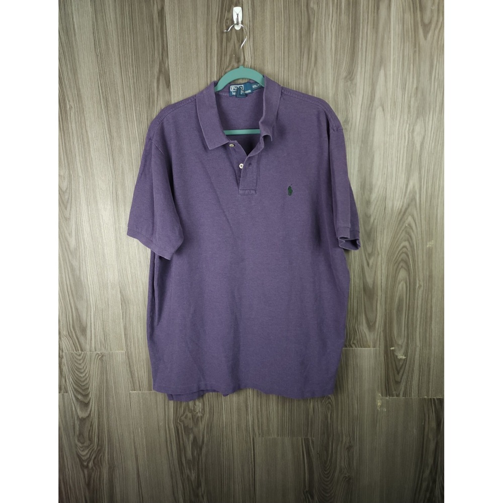 Vintage 90s Polo Ralph Lauren Mens XXL Purple Cotton Pique Short Sleeve Shirt